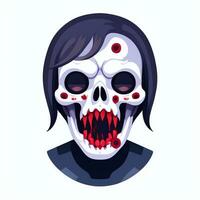 AI generated Zombie Undead Portrait Avatar Clip Art Gamer Icon Sticker Decoration Simple Background photo