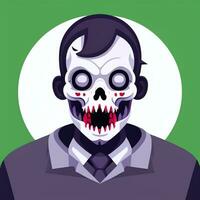 AI generated Zombie Undead Portrait Avatar Clip Art Gamer Icon Sticker Decoration Simple Background photo