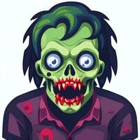 AI generated Zombie Undead Portrait Avatar Clip Art Gamer Icon Sticker Decoration Simple Background photo