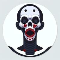 AI generated Zombie Undead Portrait Avatar Clip Art Gamer Icon Sticker Decoration Simple Background photo