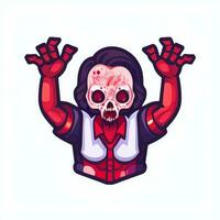 AI generated Zombie Undead Portrait Avatar Clip Art Gamer Icon Sticker Decoration Simple Background photo