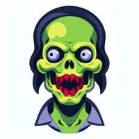 AI generated Zombie Undead Portrait Avatar Clip Art Gamer Icon Sticker Decoration Simple Background photo