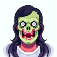 AI generated Zombie Undead Portrait Avatar Clip Art Gamer Icon Sticker Decoration Simple Background photo