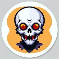 AI generated Zombie Undead Portrait Avatar Clip Art Gamer Icon Sticker Decoration Simple Background photo