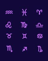 Vector isolated illustration of a set of zodiac signs. Astrological signs.