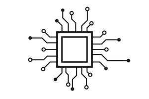 circuit board vector with cpu microchip on white background