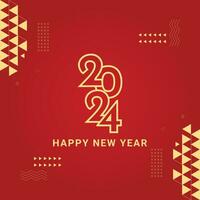 Happy new year 2024 banner on modern geometric abstract red background vector