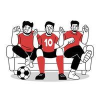 Soccer Game Cheering Viewers at Home Vector Cartoon Illustration