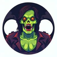 AI generated Zombie Undead Portrait Avatar Clip Art Gamer Icon Sticker Decoration Simple Background photo