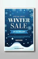 Winter sale poster template with snowflakes vector