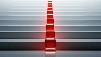 Red stairs on a white background. AI Generated. photo