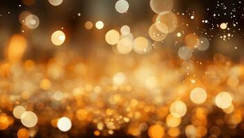 Golden bokeh abstract background. Christmas and New Year concept. AI Generated. photo