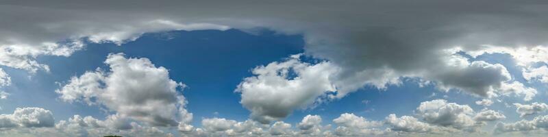 seamless cloudy blue skydome 360 hdri panorama view with awesome clouds with zenith for use in 3d graphics or game as sky dome or edit drone shot photo