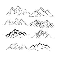 Set of mountain silhouette vector. vector