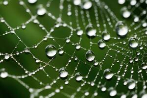 Photo of a close up of a dew kissed spiderweb, AI Generative