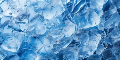 Close-up of Refreshing Blue Ice Cubes. AI Generated. photo