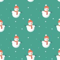 Merry Christmas seamless pattern with snowman vector