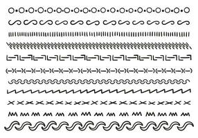 Lines set in different styles. Circles, random lines, waves, arabesques, ornaments etc. vector