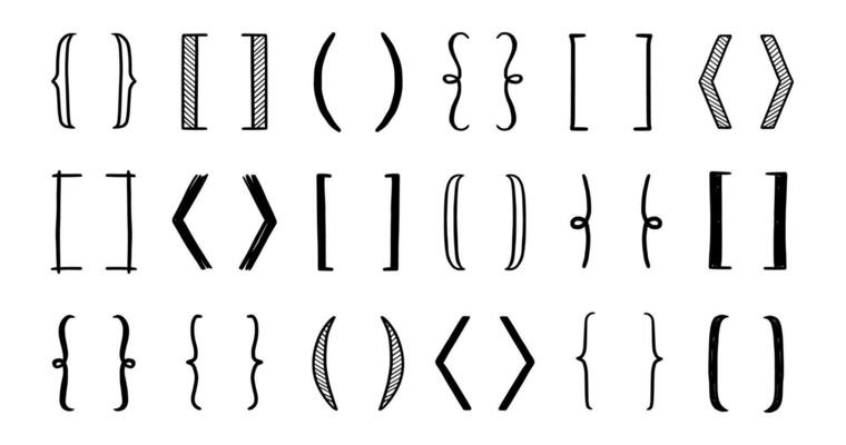 Hand drawn bracket, parenthesis element. Doodle sketch bracket
