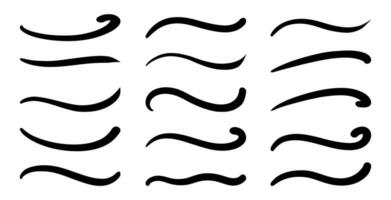 Swoosh, swash underline stroke set. Hand drawn swirl swoosh underline calligraphic element vector