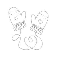 Winter mittens. Tracing lines. Educational worksheets. vector