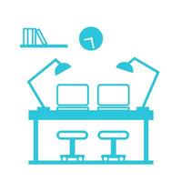 Co-Working station, workspace, Working space for creativity, icon, symbol, from blue icon set vector