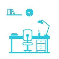 trabajando estación, espacio de trabajo, nuevo trabajando espacio para creatividad, icono, símbolo, desde azul icono conjunto vector