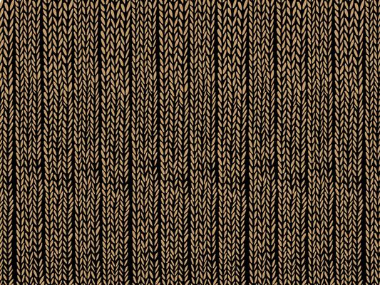 Knitted fabric texture pattern in doodle style in black with colored thread