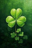 St. Patrick's day background with clover leaves AI generated photo