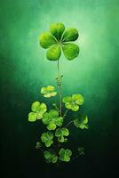 St. Patrick's day background with clover leaves AI generated photo