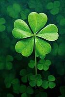 St. Patrick's day background with clover leaves AI generated photo