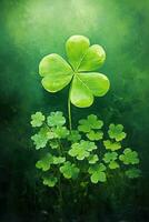 St. Patrick's day background with clover leaves AI generated photo