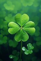 St. Patrick's day background with clover leaves AI generated photo