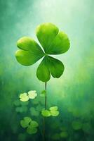 St. Patrick's day background with clover leaves AI generated photo