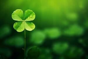 St. Patrick's day background with clover leaves AI generated photo