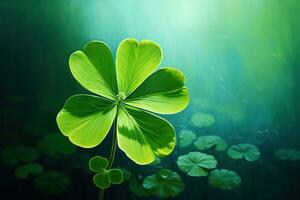 St. Patrick's day background with clover leaves AI generated photo