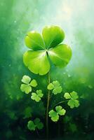 St. Patrick's day background with clover leaves AI generated photo