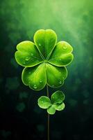 St. Patrick's day background with clover leaves AI generated photo