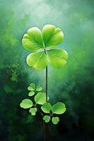 St. Patrick's day background with clover leaves AI generated photo