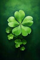 St. Patrick's day background with clover leaves AI generated photo