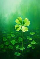 St. Patrick's day background with clover leaves AI generated photo