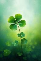 St. Patrick's day background with clover leaves AI generated photo