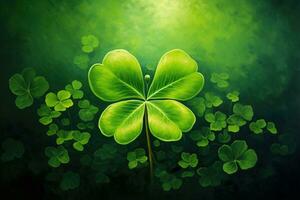 St. Patrick's day background with clover leaves AI generated photo