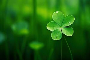 St. Patrick's day background with clover leaves AI generated photo