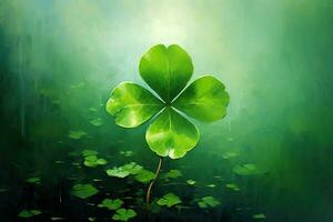 St. Patrick's day background with clover leaves AI generated photo