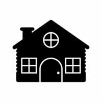 Wooden house silhouette vector. Log house silhouette can be used as icon, symbol or sign. Log house icon vector for design of hunter, cabin, hut or forest