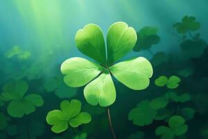 St. Patrick's day background with clover leaves AI generated photo