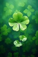 St. Patrick's day background with clover leaves AI generated photo