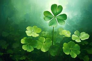 St. Patrick's day background with clover leaves AI generated photo