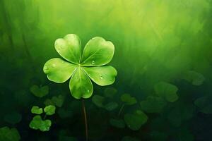 St. Patrick's day background with clover leaves AI generated photo